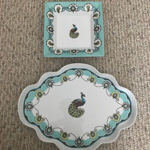 Vera Bradley Peacock Print Jewelry Dish and Tray